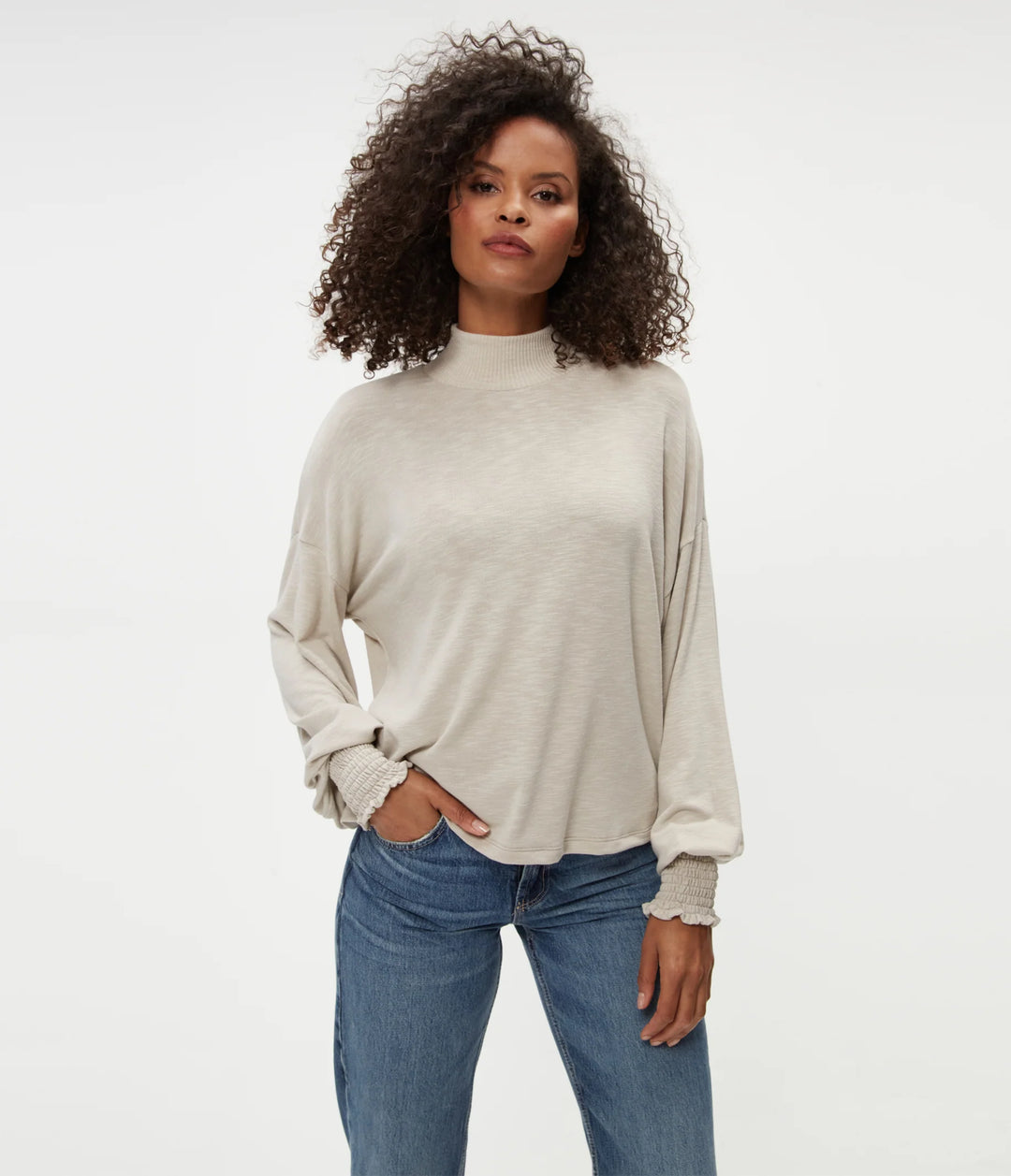 LILA MOCK NECK TOP