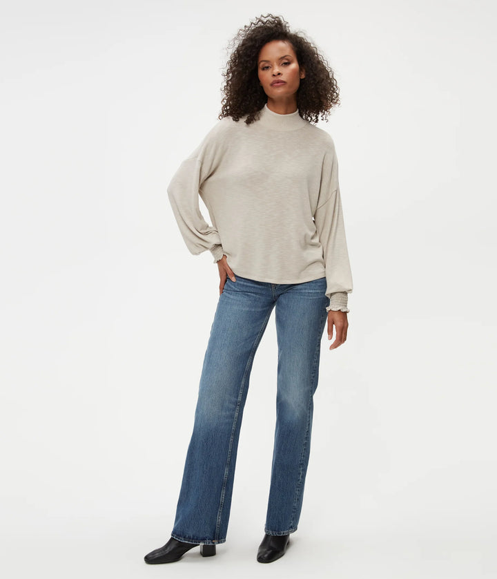 LILA MOCK NECK TOP