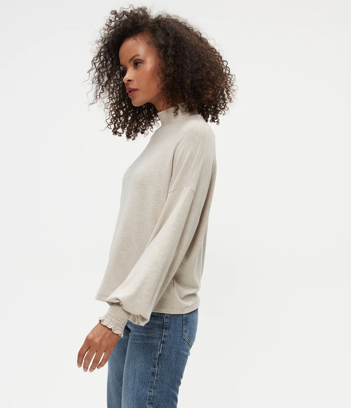 LILA MOCK NECK TOP