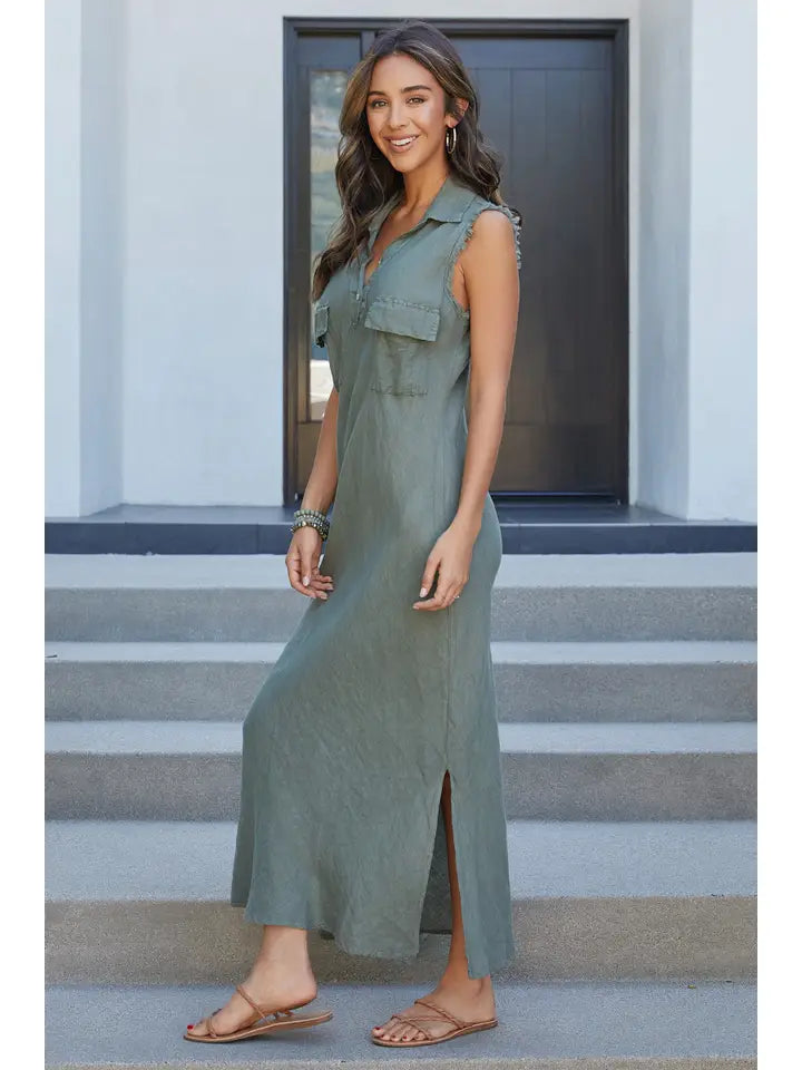 LINEN SLEEVELESS DRESS