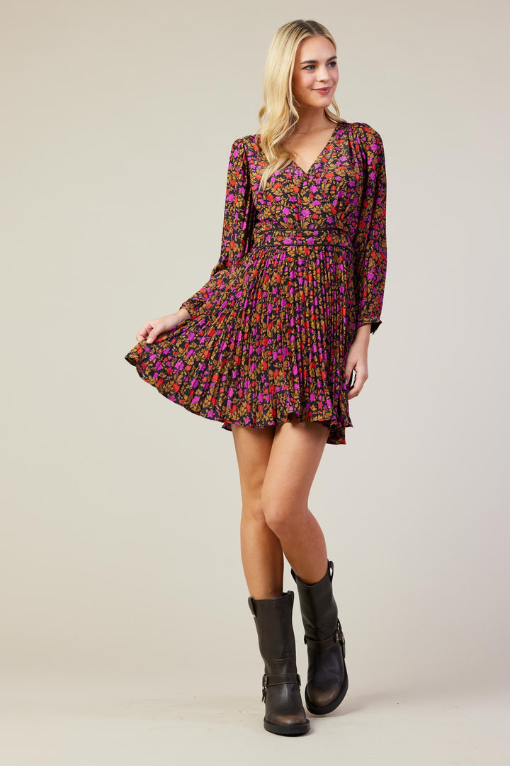 PRINTED OVERLAP DRESS