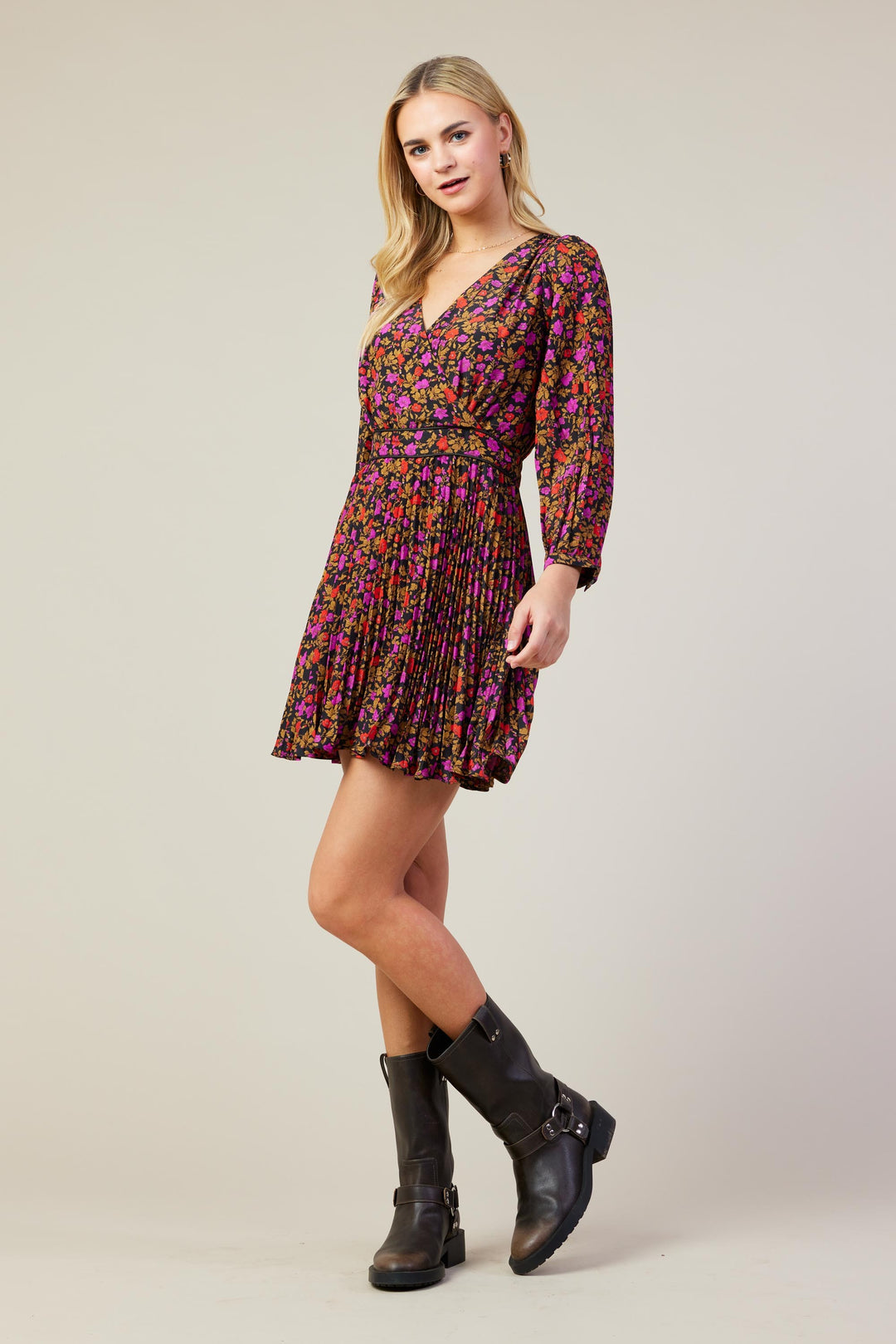 PRINTED OVERLAP DRESS