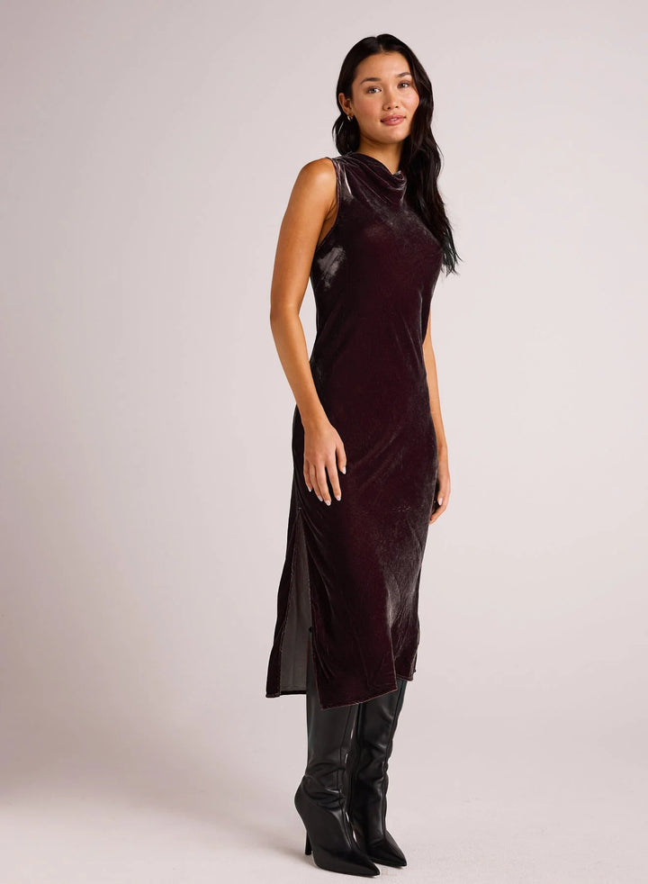 MOCK NECK VELVET DRESS