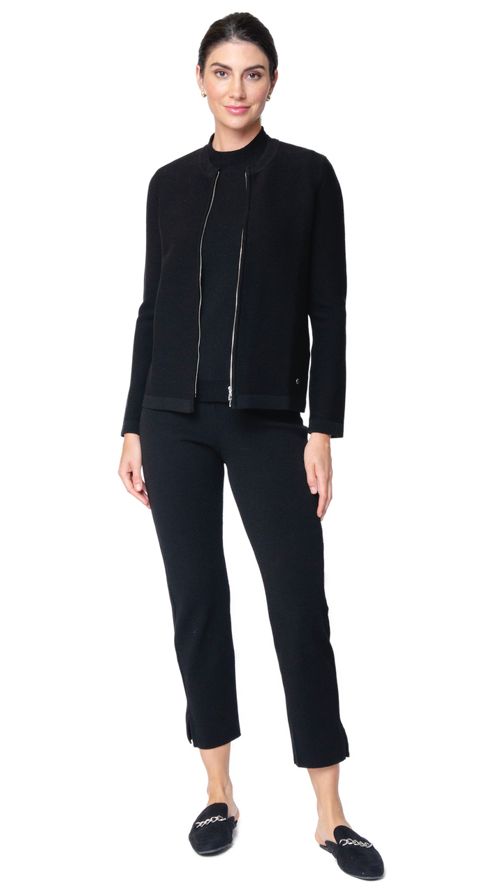 Meg Ripple-Knit Jacket ; Black