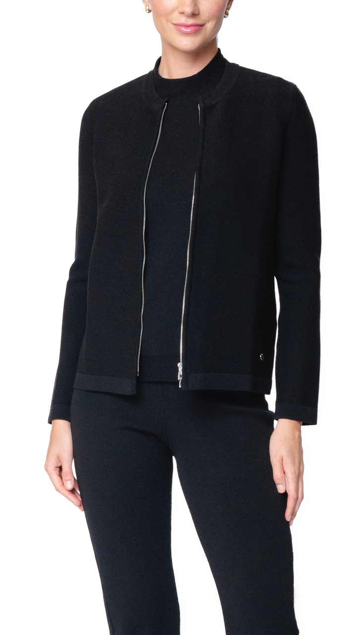 Meg Ripple-Knit Jacket ; Black