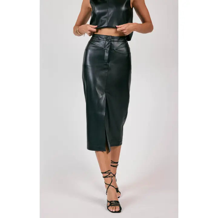 NEW ERA FAUX LEATHER MAXI SKIRT