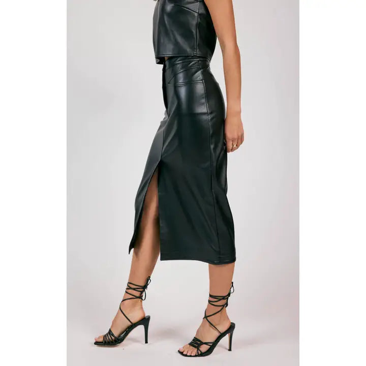 NEW ERA FAUX LEATHER MAXI SKIRT