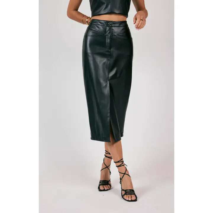 NEW ERA FAUX LEATHER MAXI SKIRT