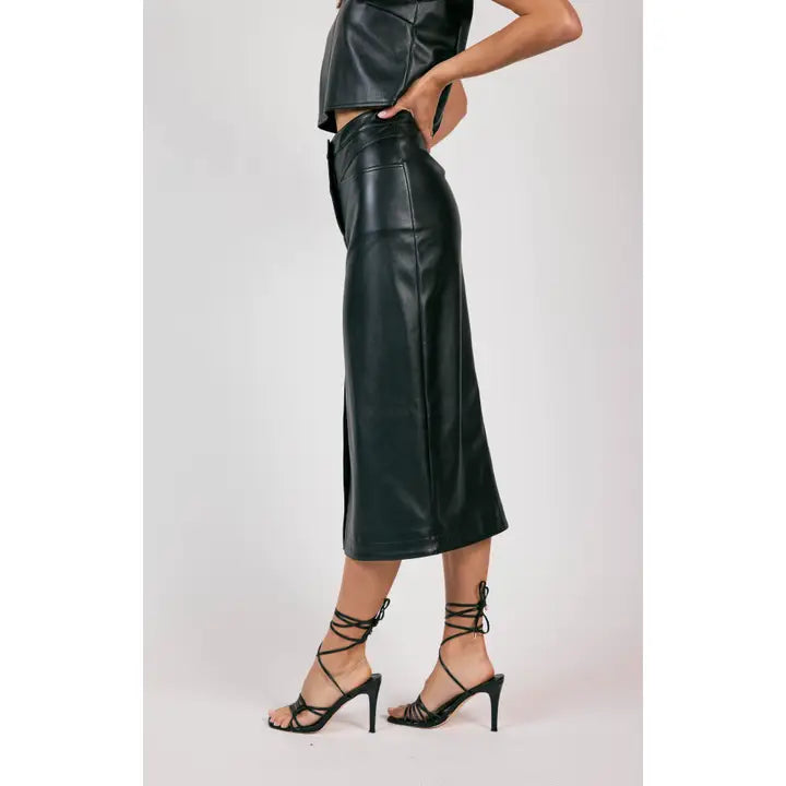 NEW ERA FAUX LEATHER MAXI SKIRT