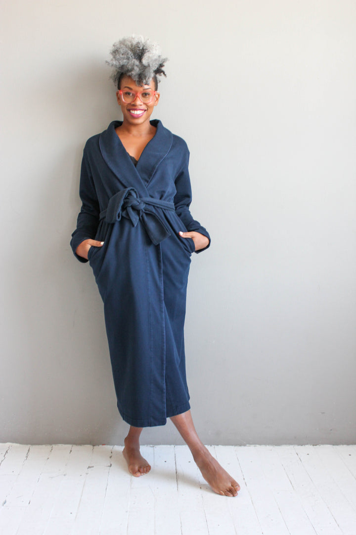 Short Plush Robe in Cotton 36"