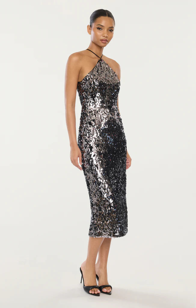 SEQUIN MIDI DRESS