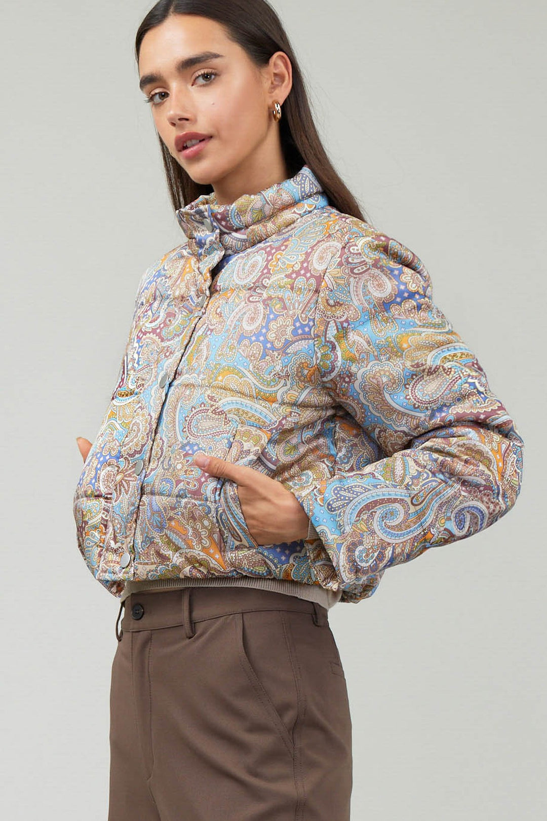 PAISLEY PRINTED PUFFER JACKER