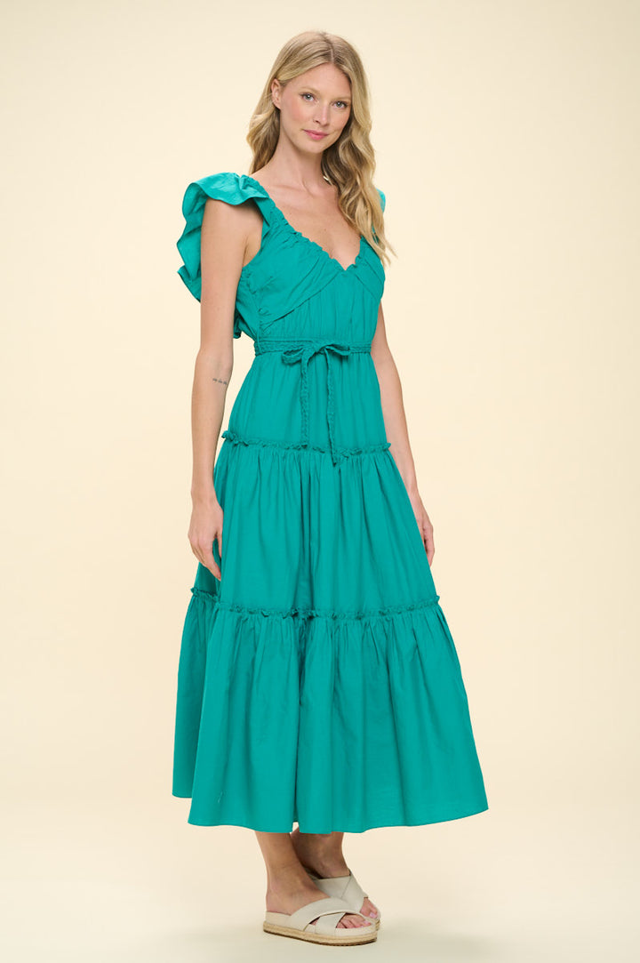 SLEEVELESS TIERED MAXI DRESS