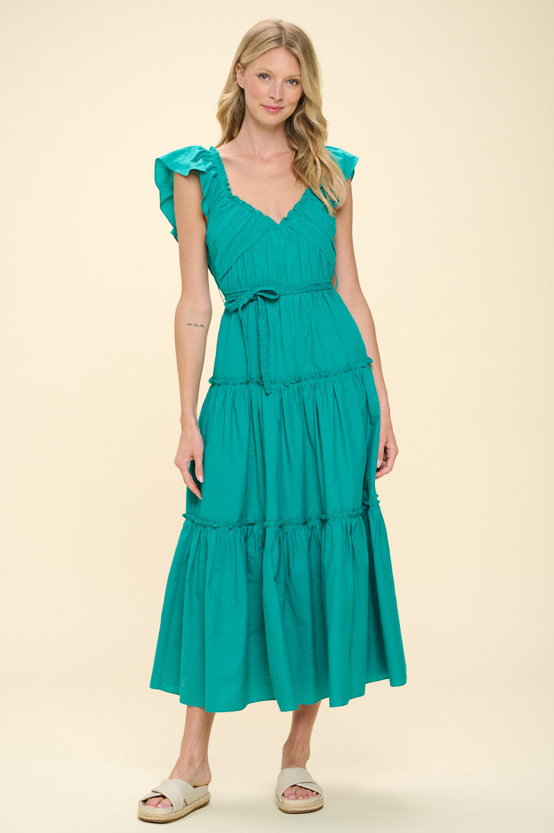 SLEEVELESS TIERED MAXI DRESS