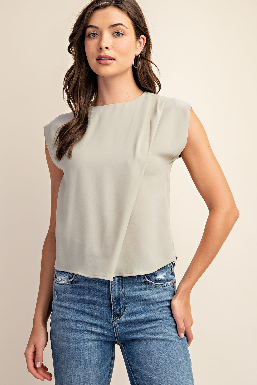 PLEATED DRAPED BLOUSE