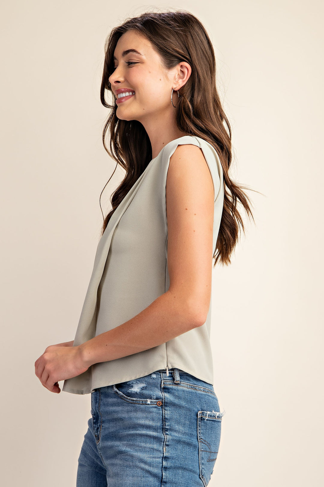 PLEATED DRAPED BLOUSE