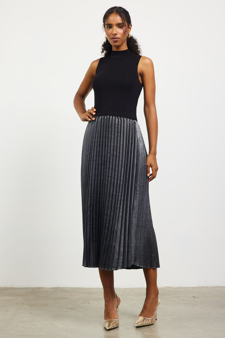 PLEATED CONTRAST DRESS