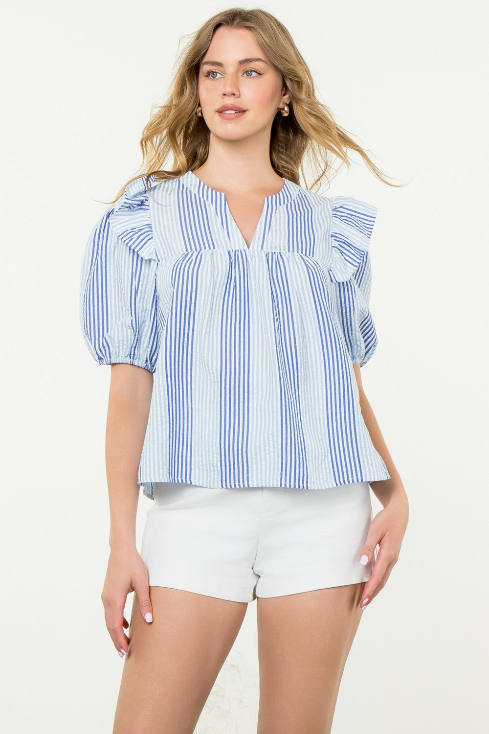 PUFF SLEEVE STRIPED TOP