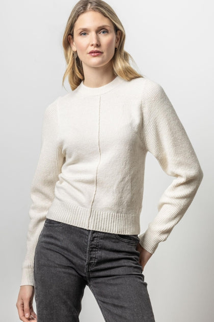 RIB SLEEVE CREWNECK SWEATER