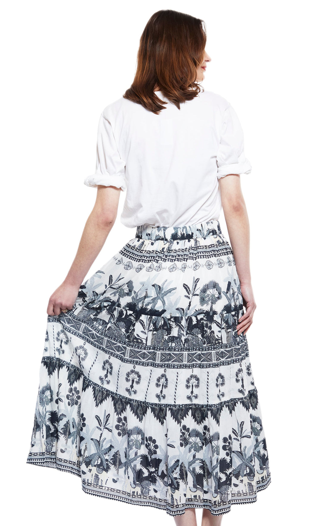 Woodstock Skirt with Grey Ikat Print