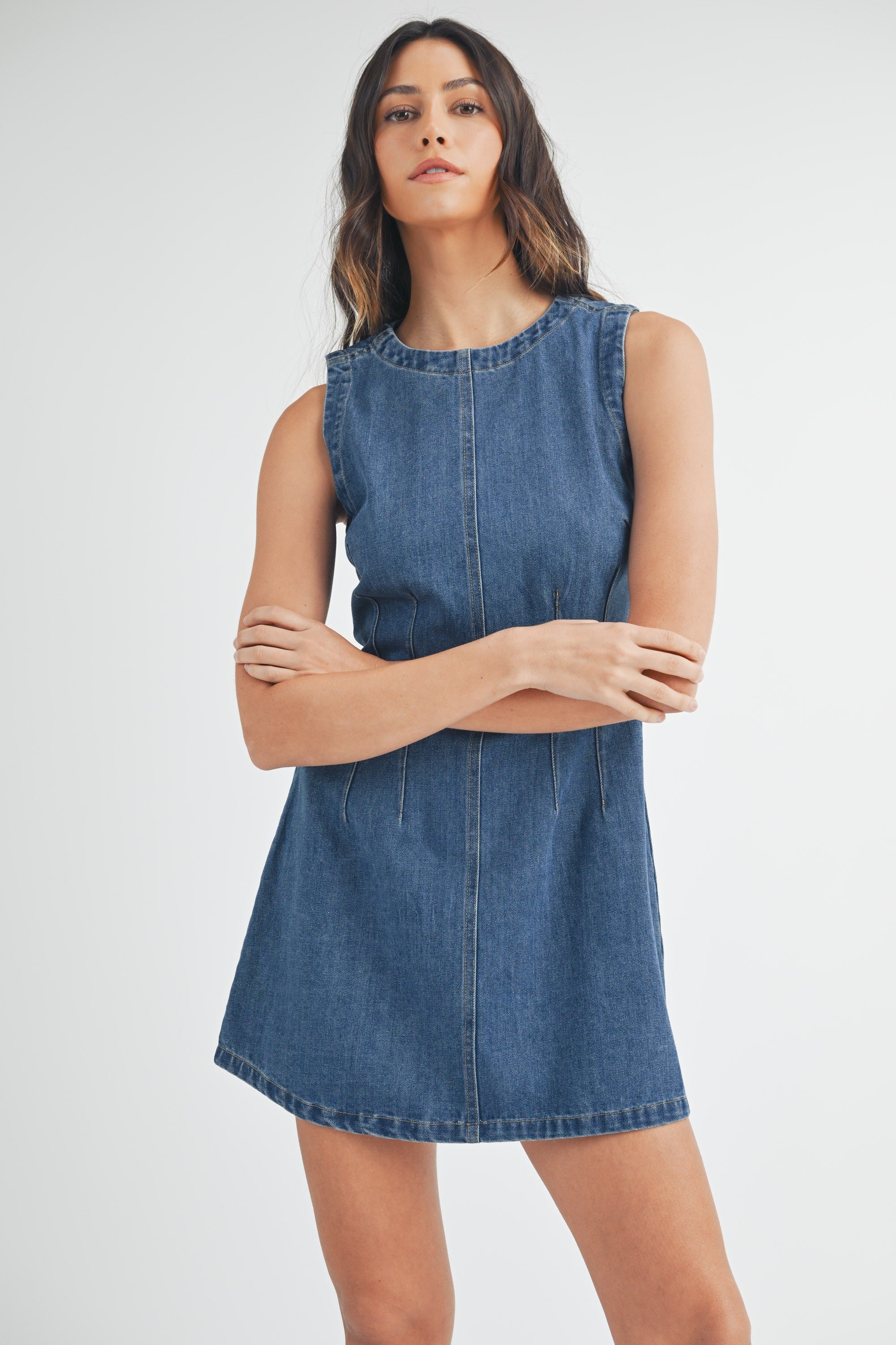 Mable Sleeveless Denim Dress Dark Denim L