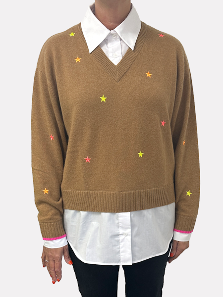 STAR SHIRT COMBO SWEATER