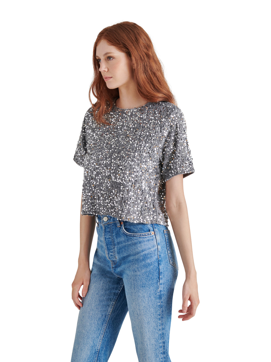 SEQUIN SHORT SLEEVE TOP