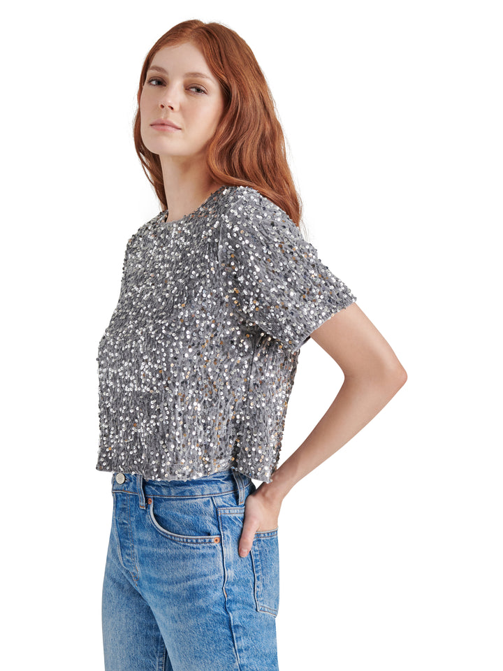 SEQUIN SHORT SLEEVE TOP