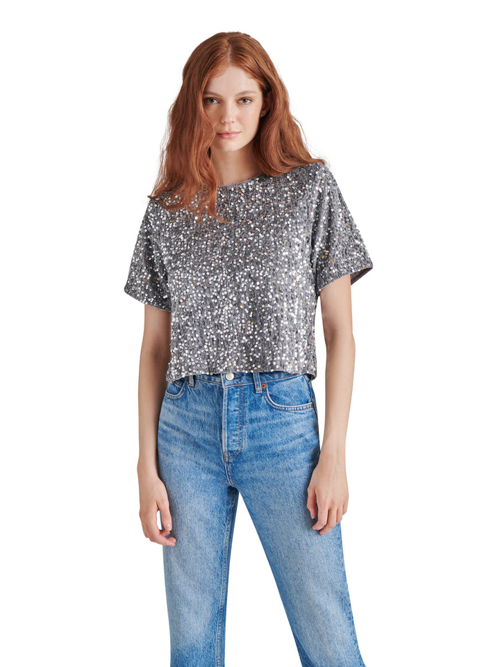 SEQUIN SHORT SLEEVE TOP