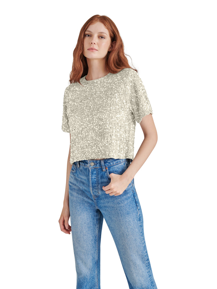 SEQUIN SHORT SLEEVE TOP