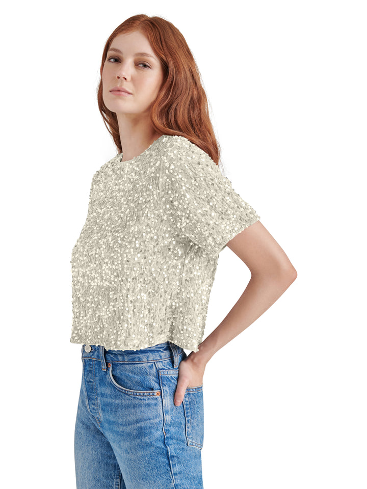 SEQUIN SHORT SLEEVE TOP