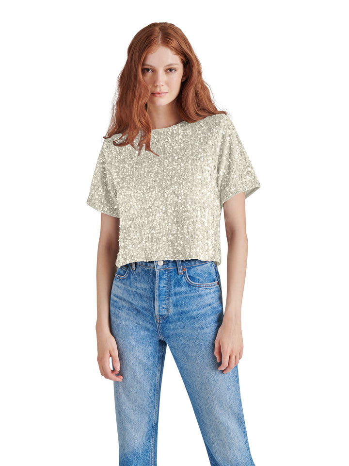 SEQUIN SHORT SLEEVE TOP