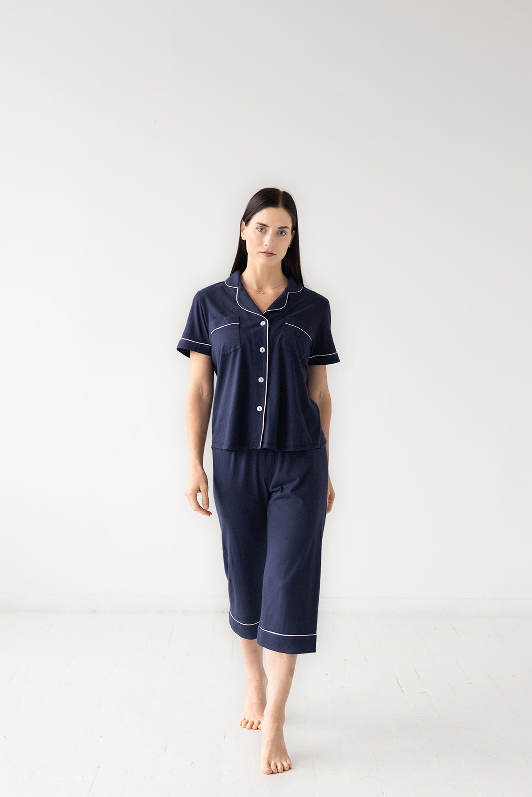 SALUA Classic Luxury Capri Pajamas in  Brushed Pima Cotton