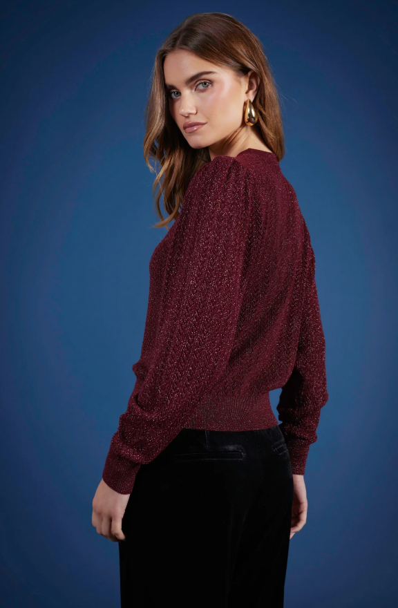 SIENNA PUFF SLEEVE METALIC SWEATER