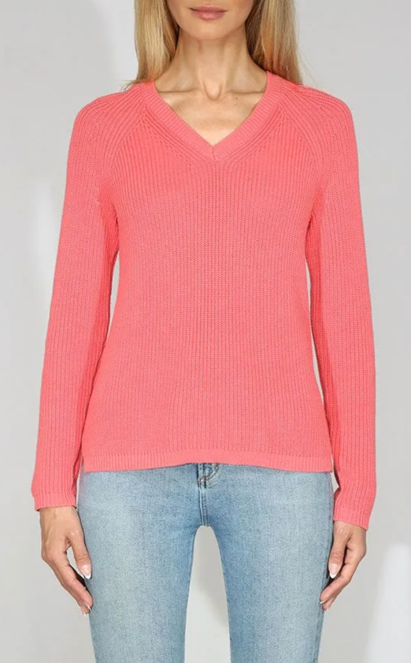 V-NECK SHAKER SWEATER