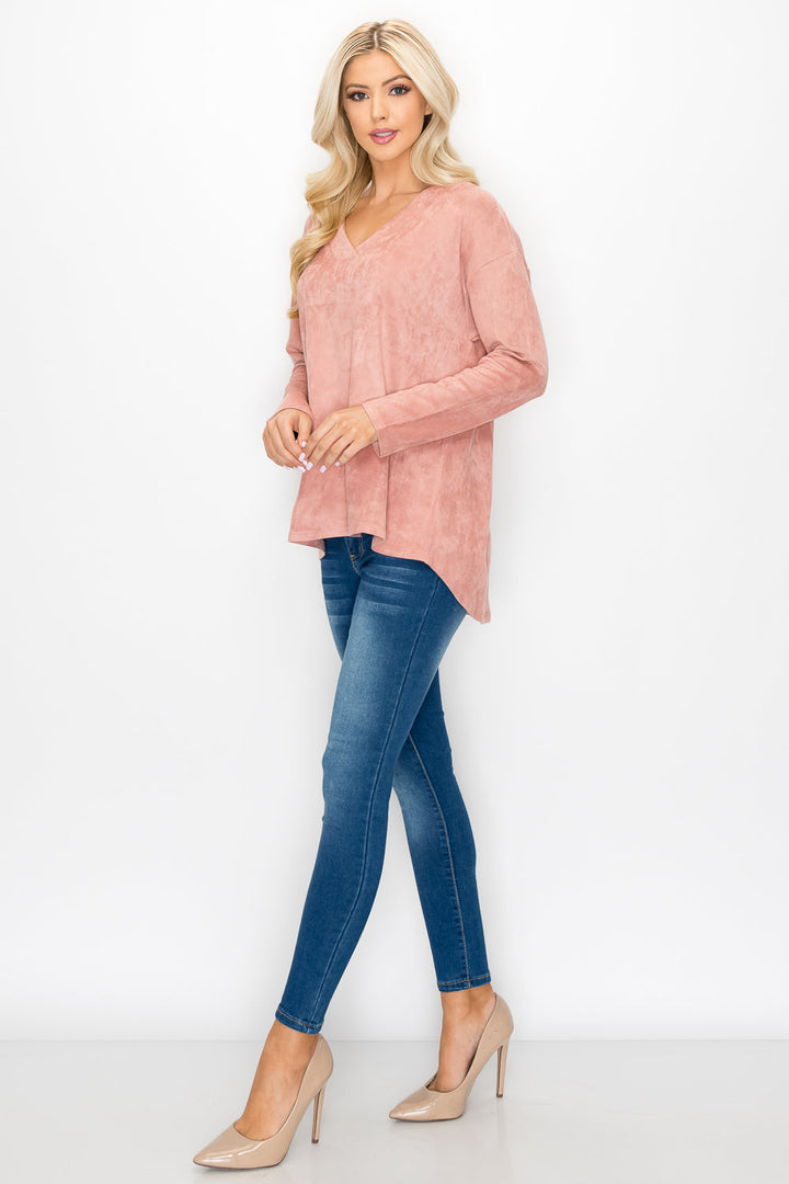 Andrea Stretch Suede Top