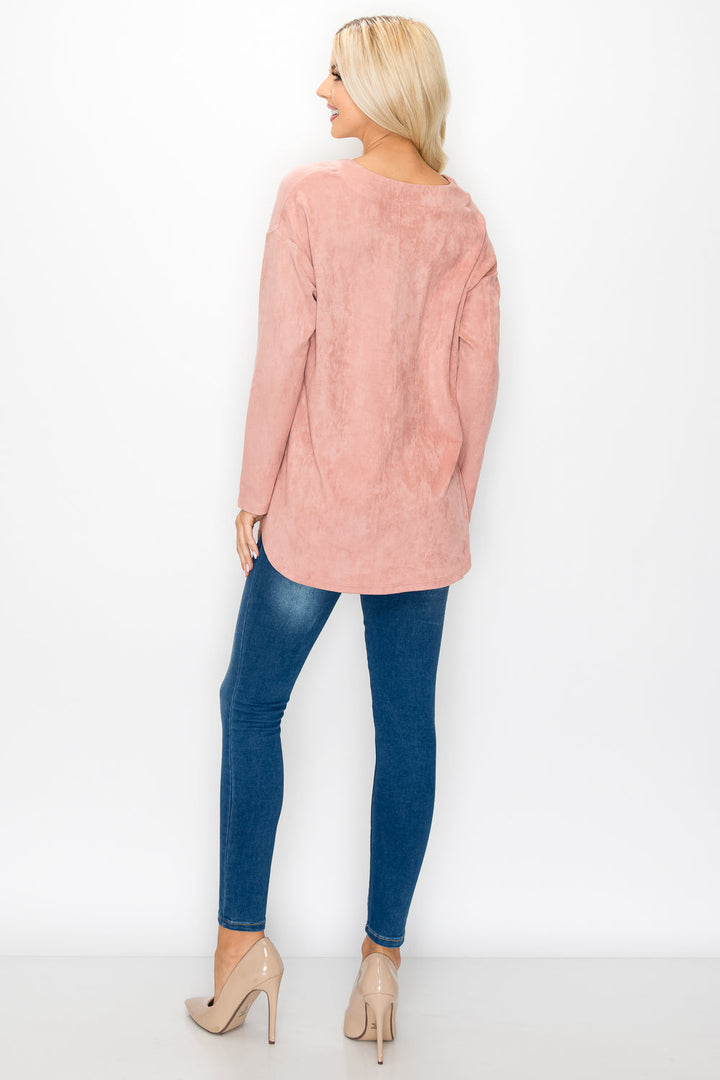 Andrea Stretch Suede Top