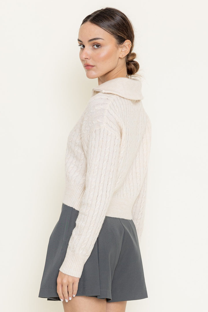 QUARTER ZIP SWEATER