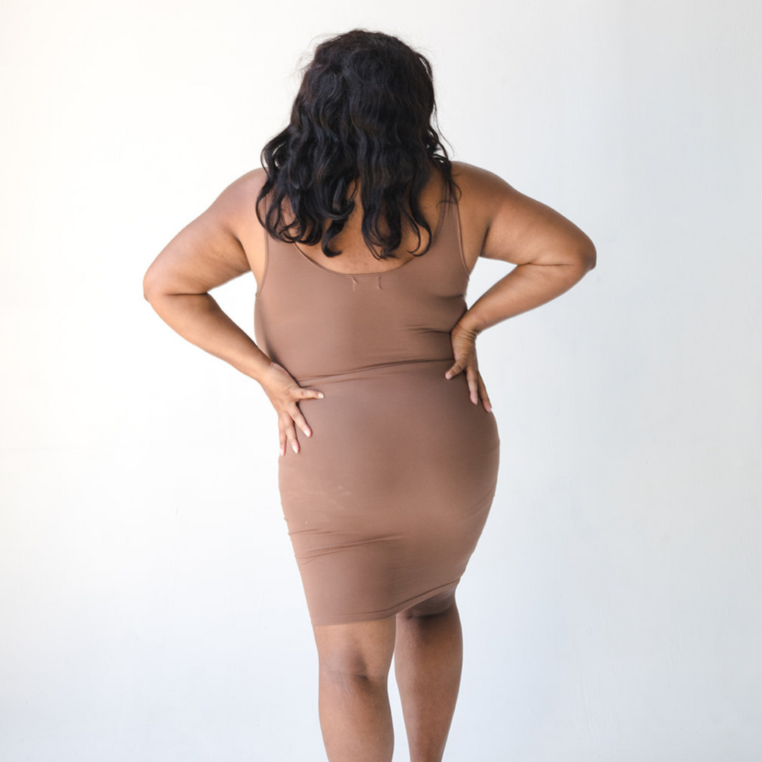 Tayler Dress - Single Layer Slip - Dark Nude