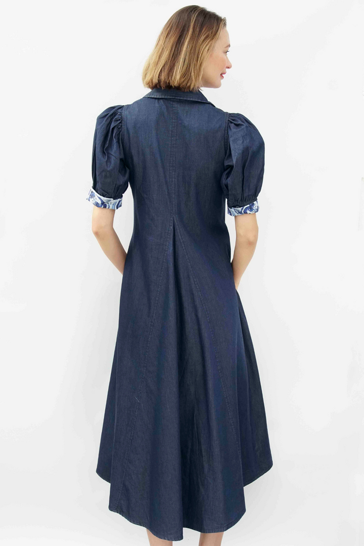 Montauk Trapeze Denim Dress, Midi Length