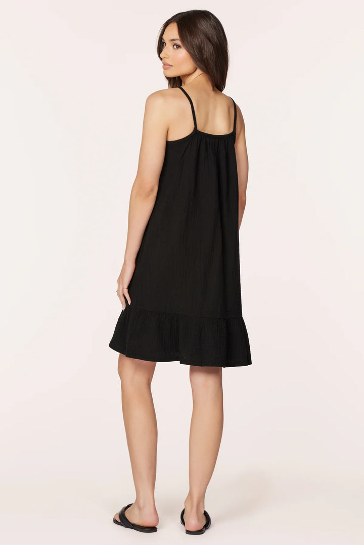 V-NECK SHORT CAMI RUFFLE DRESS