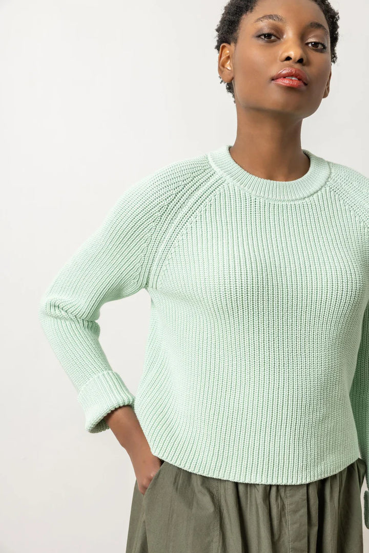 ZIP BACK RAGLAN SWEATER