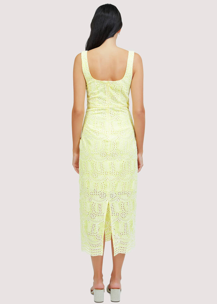 Lemon Drop Maxi Dress - Yellow Embroidery Party Wedding: YELLOW / L