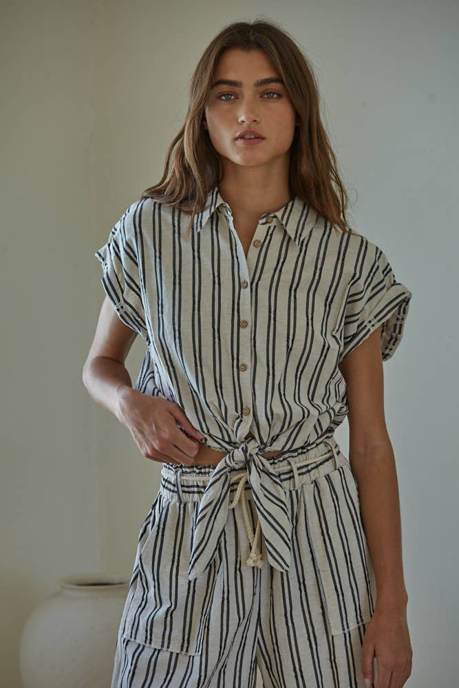 FREMONT STRIPED TIE TOP