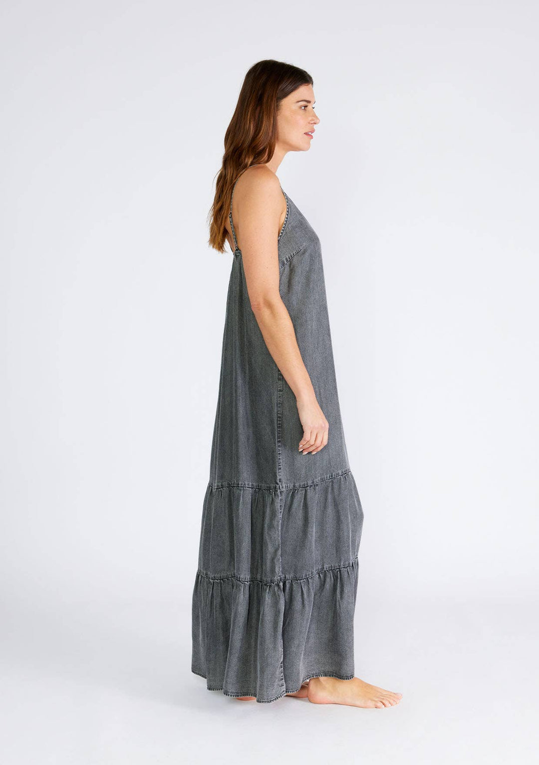 GREY VINTAGE WASH SLEEVELESS MAXI DRESS