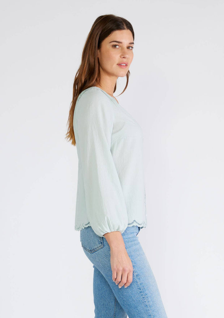 SCALLOP EDGE BUTTON DOWN TOP