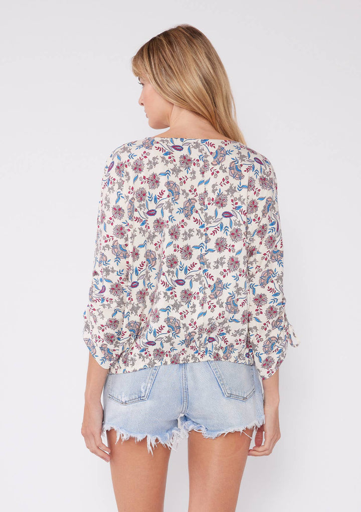 MULTI PRINT RUCHED BLOUSE