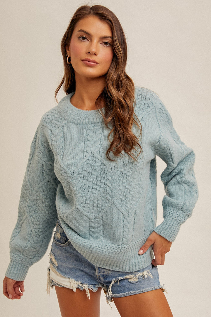 BACK CUTOUT KNIT SWEATER