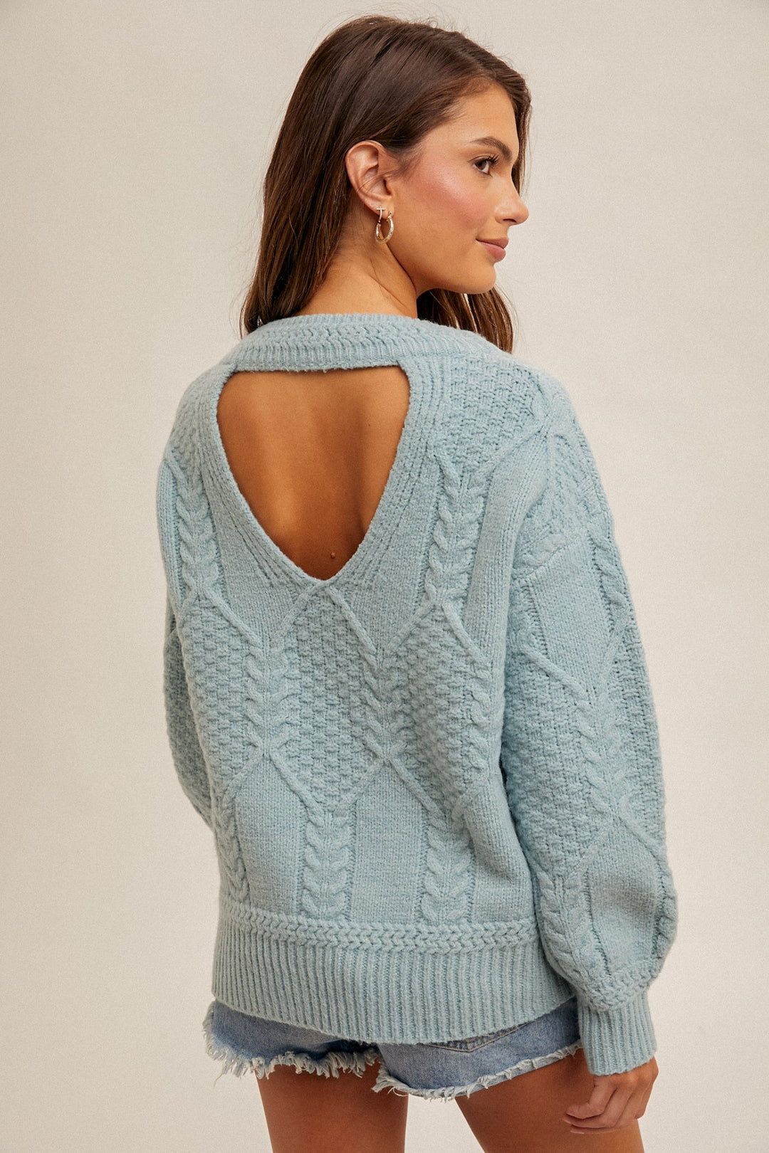 BACK CUTOUT KNIT SWEATER