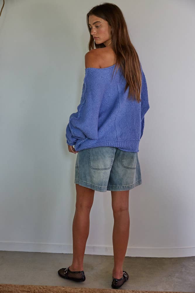 W1768 | Knit Sweater Cotton Nylon Boat Neck Pullover: Dusty Mint / M